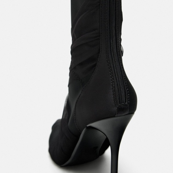 🖤 NWT” Zara “ Black Mesh Booties - Picture 6 of 15